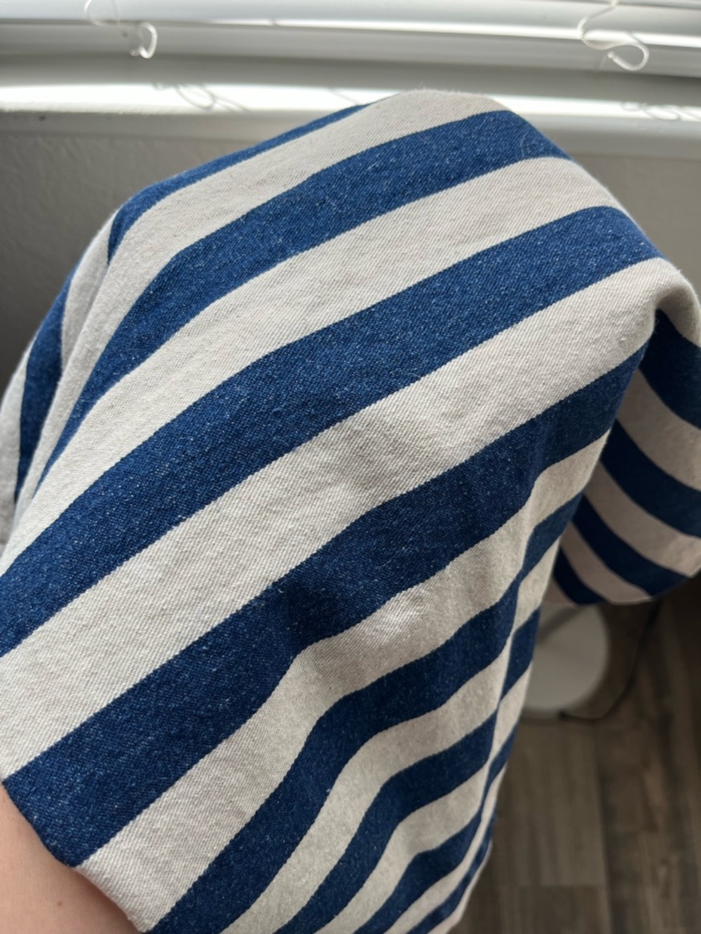 Carleen Navy and Cream Striped Button-Down Shirt Jacket - Picture 8 of 8